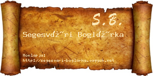 Segesvári Boglárka névjegykártya
